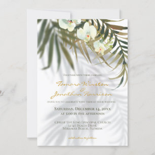 Tropisk Handflatan och orchid Shadows Beach Weddin Inbjudningar