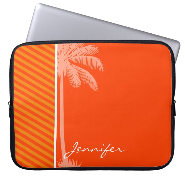 Tropisk handflatan; Orange randar Laptop Sleeve (Framsidan)