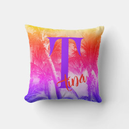 Tropisk handflatan träd i närmare 80-tal sommarvib kudde