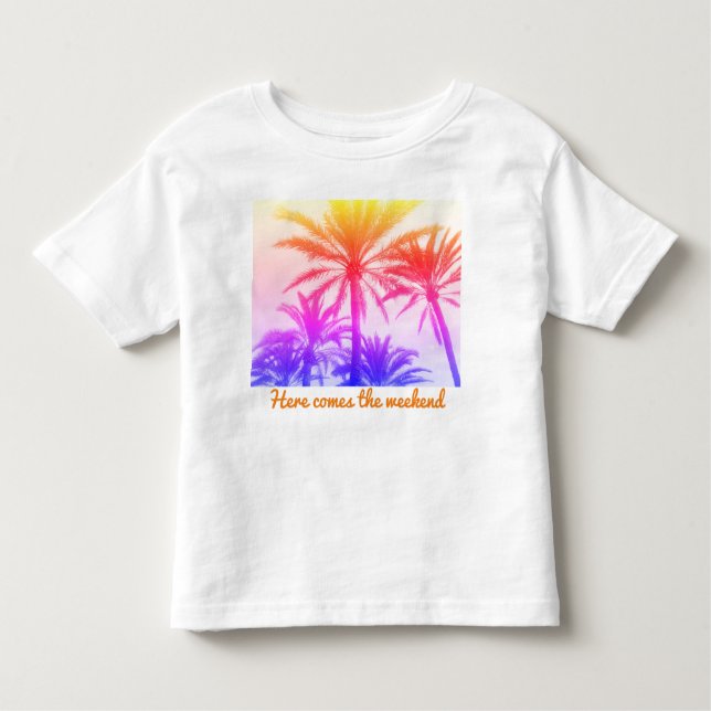 Tropisk handflatan träd i närmare 80-tal sommarvib t shirt (Framsida)