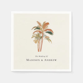 Tropisk Handflatan Träd-vattenfärg Pastel Boho Brö Pappersservett