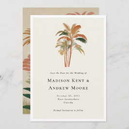 Tropisk Handflatan Träd-vattenfärg Pastel Boho Brö Spara Datumet