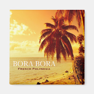 Tropisk handflatan träd vid solnedgången Bora Bora Magnet