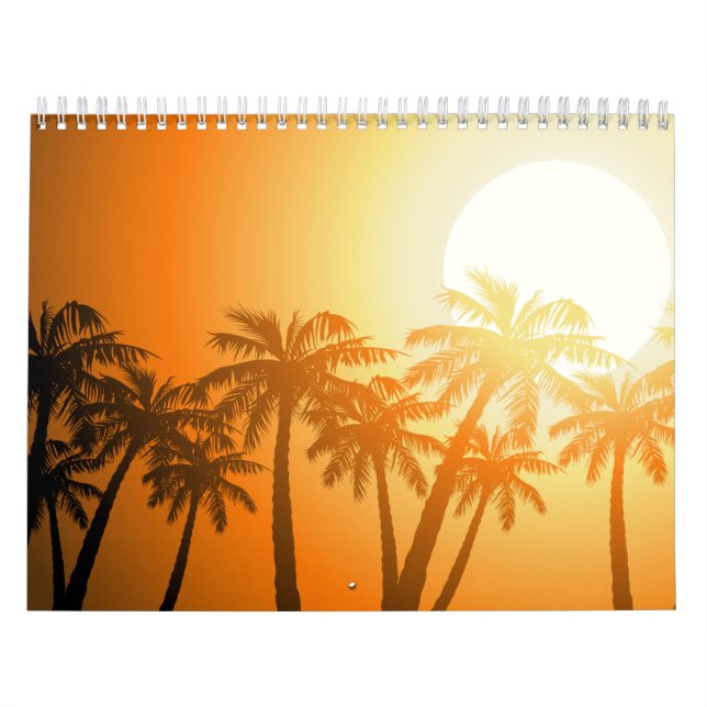 Tropisk handflatan träd vid solnedgången kalender (Omslag)