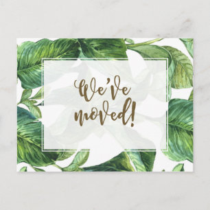 Tropisk handflatanadressändring för vi har flyttat inbjudan vykort