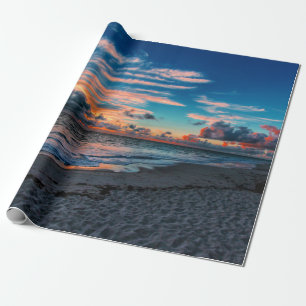 Tropisk havsolnedgång för sandig strand presentpapper