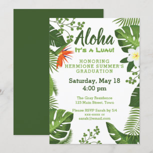 Tropisk hawaiansk Luau studentfestinbjudan Inbjudningar