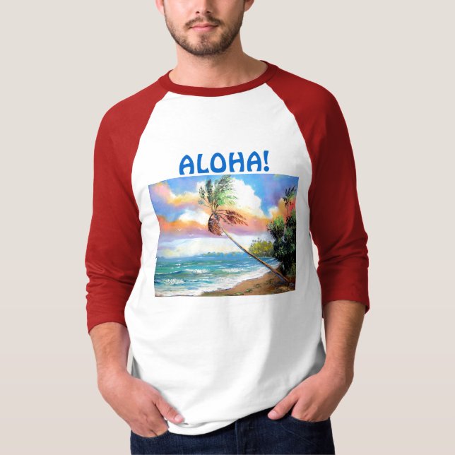 Tropisk hawaiansk skjorta tee shirt (Framsida)