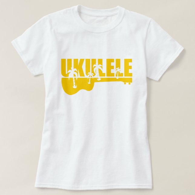 Tropisk hawaiansk Uke Ukuleledesign T Shirt (Design framsida)