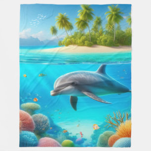 Tropisk/hawaii-färgad delfin under vatten fleecefilt