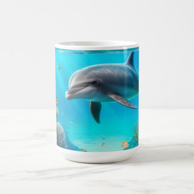 Tropisk/hawaii-färgad delfin under vatten kaffemugg (Center)