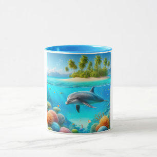 Tropisk/hawaii-färgad delfin under vatten mugg