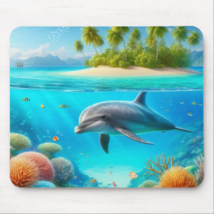 Tropisk/hawaii-färgad delfin under vatten musmatta