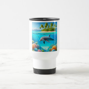 Tropisk/hawaii-färgad delfin under vatten resemugg