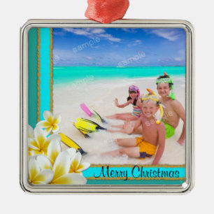 Tropisk Hawaii Plumeria Helgdag Foto Ornament