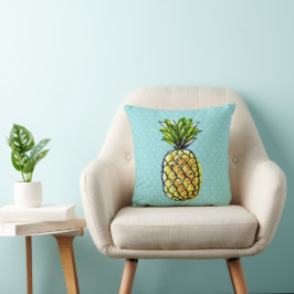 Tropisk hawaiiansk ananas turkosblå kudde