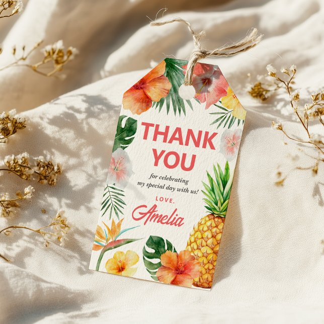 Tropisk hawaiiansk födelsedagsfest presentkort presentetikett (Skapare uppladdad)