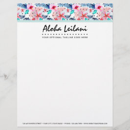 Tropisk hawaiiansk hibiskus- och palmbladsvattenfä brevhuvud