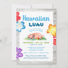 Tropisk Hawaiiansk Luau | Rustik Blommig Grisfest Inbjudningar