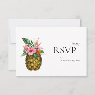 Tropisk hawaiisk Blommigt och ananas med måltid OSA Kort
