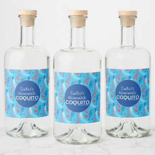 Tropisk Hemlagad Coquito Recept Företagsvarumärke Spritflaskor Etikett