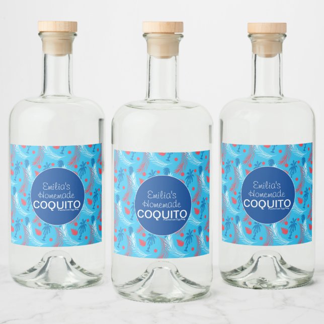 Tropisk Hemlagad Coquito Recept Företagsvarumärke Spritflaskor Etikett (Flaskor)