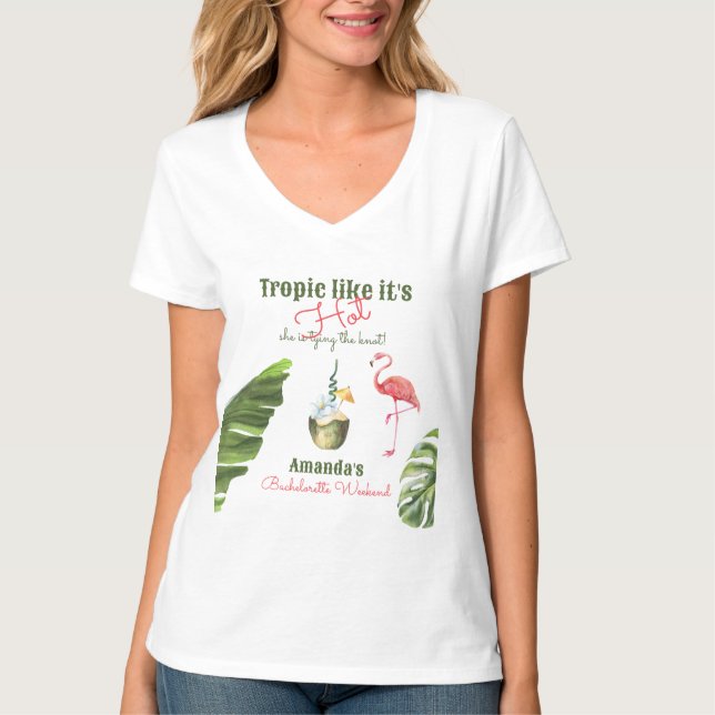 Tropisk het rosa Palm Springs möhippa T Shirt (Framsida)