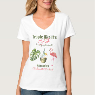 Tropisk het rosa Palm Springs möhippa T Shirt