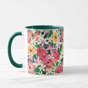 Tropisk Hibiscus-Blommönster Mugg