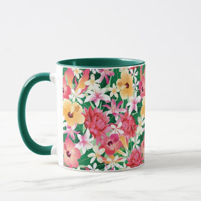 Tropisk Hibiscus-Blommönster Mugg (Vänster)