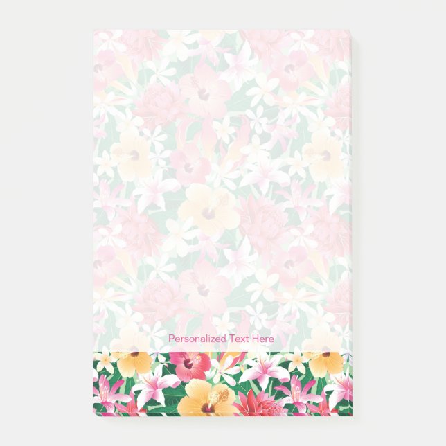 Tropisk Hibiscus-Blommönster Post-it Block (Framsida)