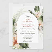 Tropisk hibiscus boho pastel blommigt Bröllop