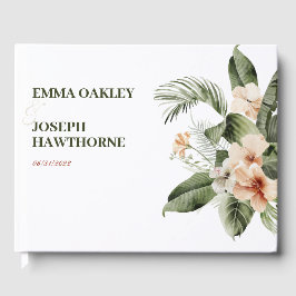 Tropisk hibiscus boho pastel Bröllop Gästböcker