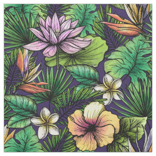 Tropisk hibiscus-fågel av paradislöv tyg