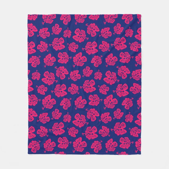 Tropisk hibiscus för lite paradis hemma fleecefilt (Framsidan)