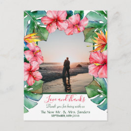 Tropisk Hibiscus Hawaiian Photo Bröllop Tack Vykort