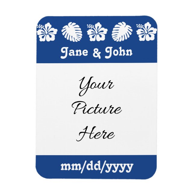 Tropisk Hibiscus i Blue Spara-the-Date Magnet (Vertikal)