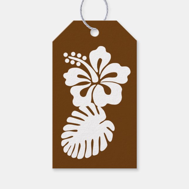 Tropisk Hibiscus i Choklad Presenttagg Presentetikett (Framsidan)
