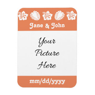 Tropisk Hibiscus i Coral Spara-the-Date Magnet