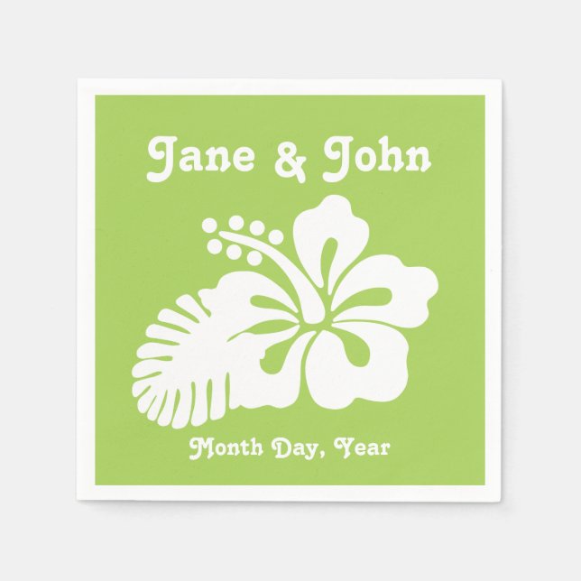 Tropisk Hibiscus i Peridot Napkins Pappersservett (Framsidan)