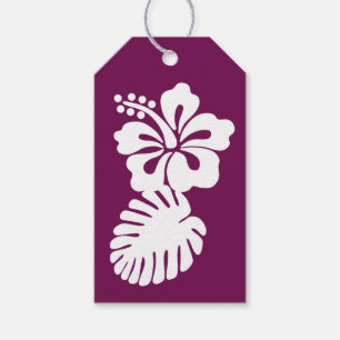 Tropisk Hibiscus i presentkort med vinmotiv Presentetikett
