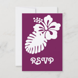 Tropisk Hibiscus i Vin RSVP-kort OSA Kort