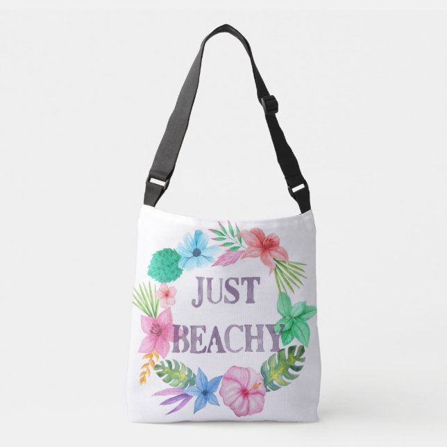 Tropisk Hibiscus Just Beachy Tote Bag Axelväska (Framsida)