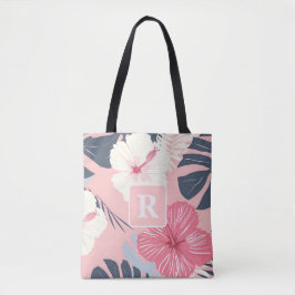 Tropisk Hibiscus Monogram-personlig Tygkasse