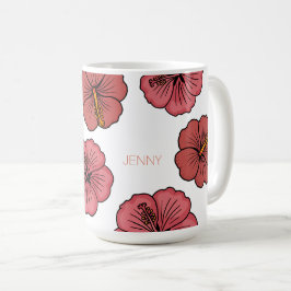 Tropisk hibiscus mönster personlig kaffemugg
