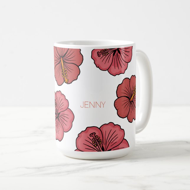 Tropisk hibiscus mönster personlig kaffemugg (Framsida höger)