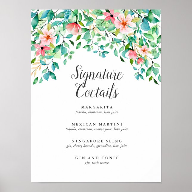 Tropisk Hibiscus | Namnteckning menysignatur för c Poster (Framsidan)