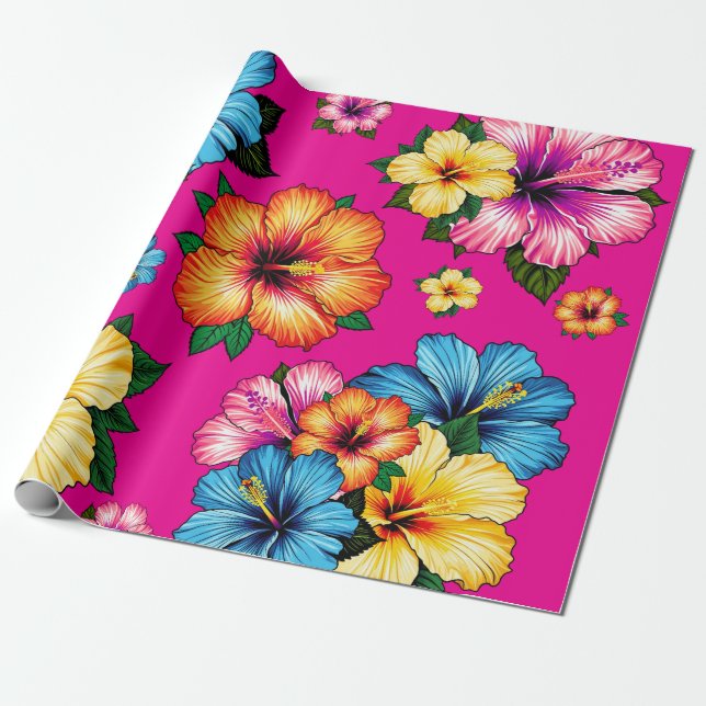 Tropisk Hibiscus Presentpapper (Utrullad)