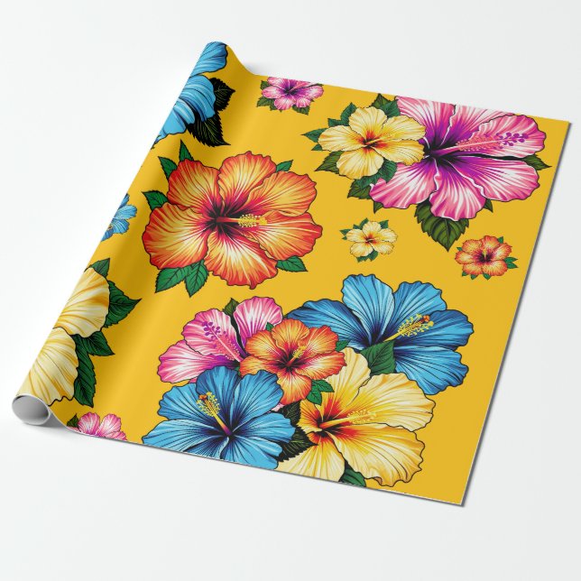 Tropisk Hibiscus Presentpapper (Utrullad)