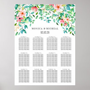 Tropisk Hibiscus Sätesdiagram för Bröllop Poster